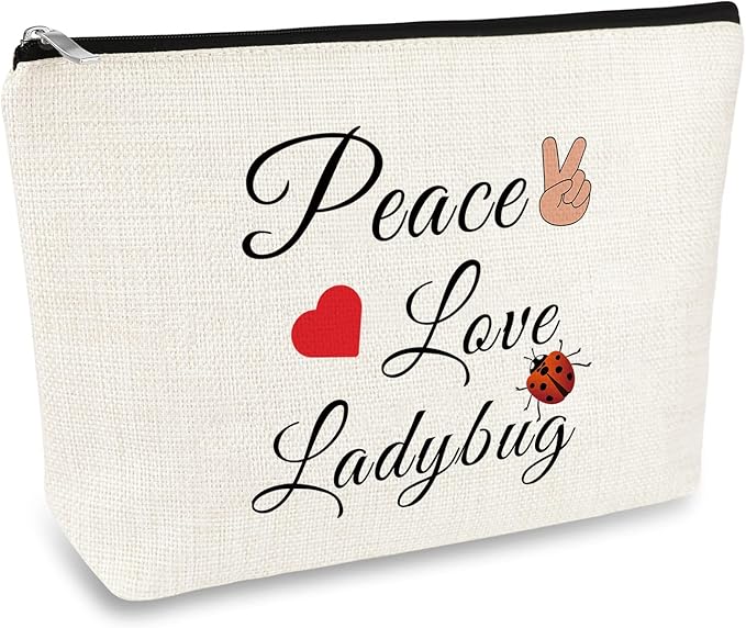 Ladybug Lover Gift Ladybug Makeup Bag for Women Good Luck Ladybug Gift Lady Bug Gift Cosmetic Bag Inspirational Gift Motivation Gift for Girl Birthday Christmas Gift for Friend Daughter Sister