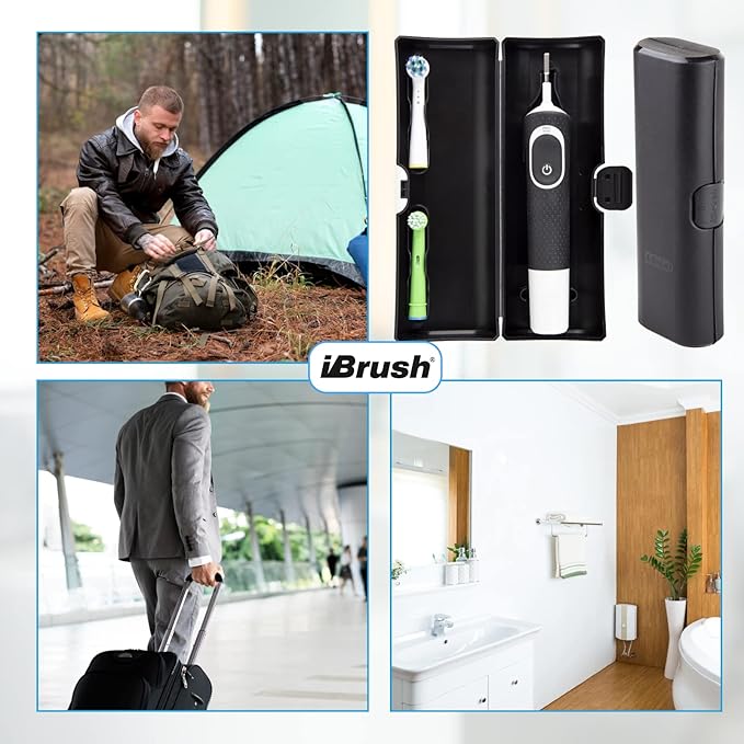 Electric Toothbrush Travel Case Compatible with Oral-B – Compact Hard Shell for Handles up to 20 cm, Protective Toothbrush Holder for Travel & Daily Use (Black)