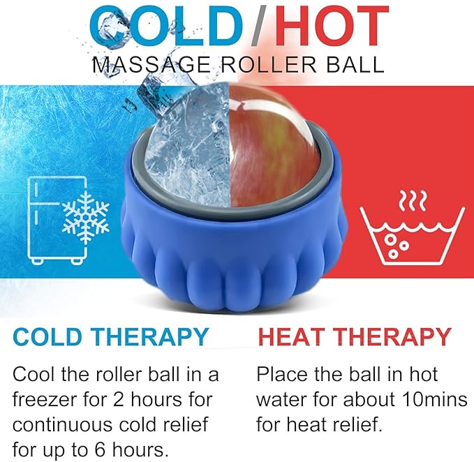 Everjoys Massage Ball Roller Set– Ice Cold and Hot for Deep Tissue and Sore Muscle Relief of Stiffness and Stress, Body, Neck, Back, Face, Eyes,Plantar, Foot