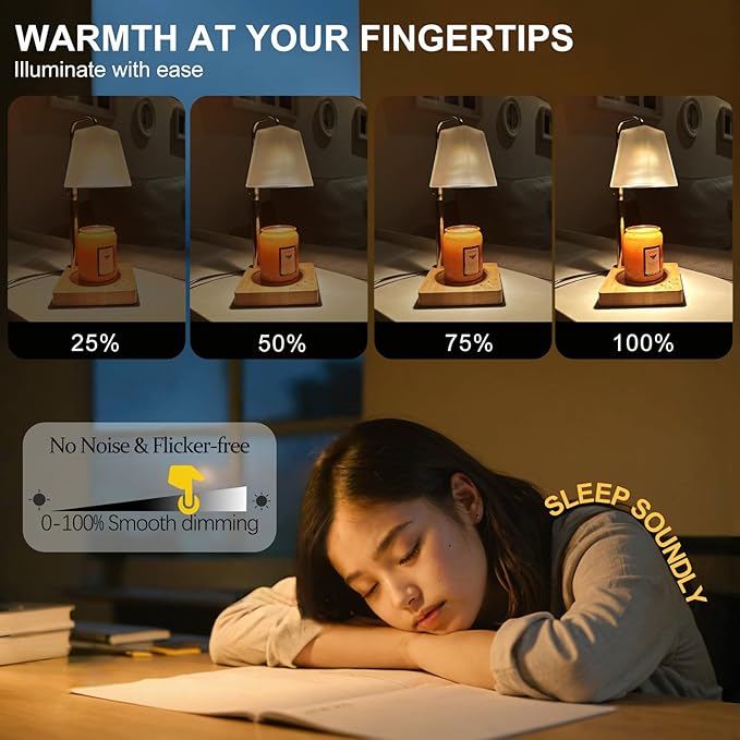 Candle Warmer Lamp with Timer Electric Wax Warmer for Scented Wax Melt Warmer Melter for Jar Candles Touch & Remote Control Dimmable Adjustable Height Gifts for Women 2 Bulbs Frossted Glass