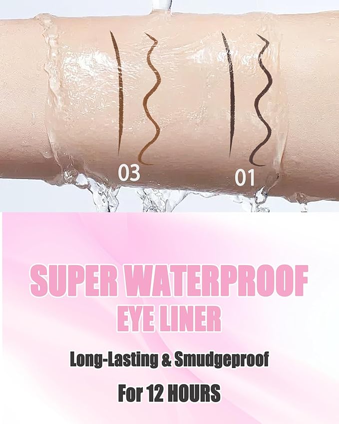 Brown Gel Eyeliner Pencil for Older Women, Waterproof & Smudge Proof Eyeliner with Sharpener & Brush, Retractable Matte Cream Gel Eye Liner Pencil Facial Makeup Gift for Mature Women, Girls 03 Brown