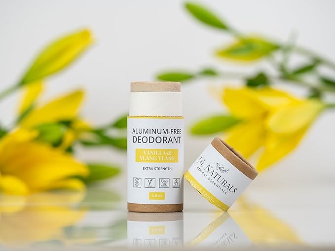 J&L Naturals Aluminum Free Deodorant for Men & Women | 100% Natural Ingredients With Coconut Oil, Shea Butter, & Essential Oils | Sustainable, Eco-Friendly (Vanilla & Ylang Ylang, 3.0 Oz (Pack of 2))