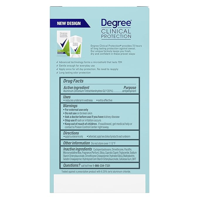 Degree Clinical Protection Antiperspirant Deodorant 72-Hour Sweat & Odor Protection Stress Control Antiperspirant for Women 1.7 oz