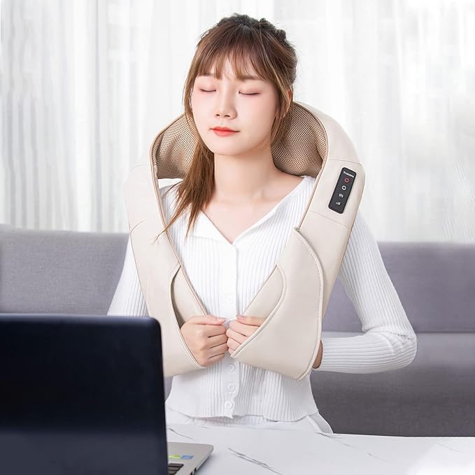 TRIDUCNA Shiatsu Neck Shoulder Back Massager with Heat - Electric Deep Tissue 3D Kneading Massage Pillow for Lower Back, Calf, Legs, Full Body Muscle Relaxation, Home, Office, and Car Use
