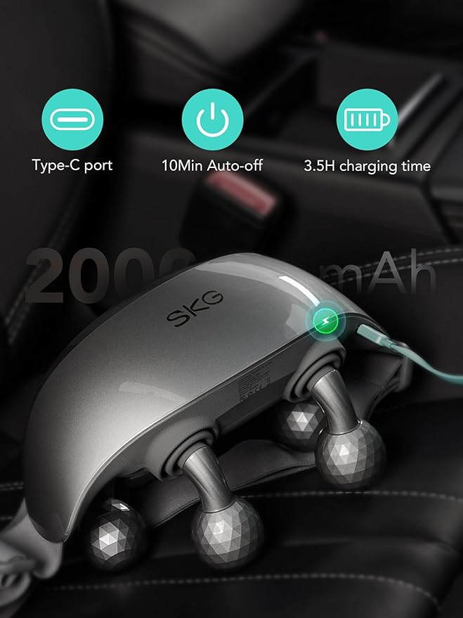 SKG Neck Massager for Pain Relief Deep Tissue Shiatsu Neck and Shoulder Cordless Massger with Heat Valentine Gifts for Men and Women Dad Mom Grandpa H7 Ultra Grey