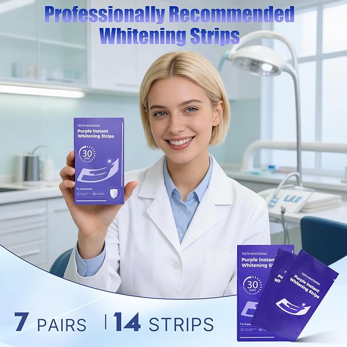 Natural Teeth whitening Strips Sensitive White Strips for Teeth whitening-7 Days for Smile Effective & Gentle Dental Whitener Peroxide-Free,Deep Stains Removal （14 Pices Mint ）