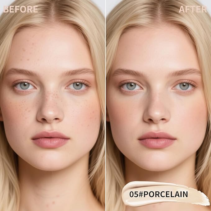 2 Pcs Liquid Concealer Makeup, Eye Concealer, Full Coverage Concealer For Dark Circle Reduces Look of Fine Lines & Blemishes, Buildable Coverage (PORCELAIN)