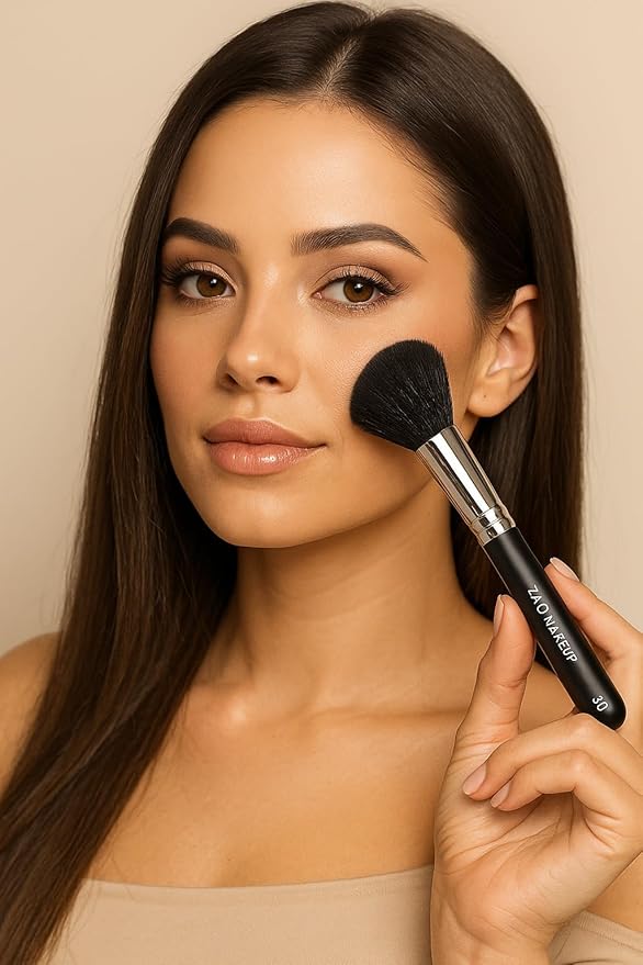 ZAQ Large Flat Powder Brush: Perfect Brush For Blending Liquid, Cream and Flawless Powder, Buffing, Blending, Concealer, Vegan Makeup Tool With Cruelty-Free Bristles
