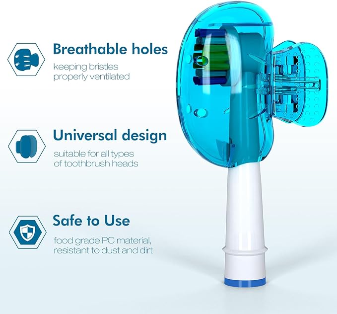 Nincha Snap-on Toothbrush Head Cover for Manual and Powered Toothbrush - Multiple Colors -Pack of 6
