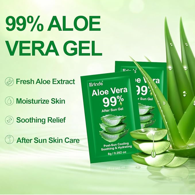 Erinde 30 Pack Aloe Vera Gel for Face, Hair & Body, 99% Pure Aloe Vera Gel for Sunburn Relief, After Sun Skin Care Relief, Skin Care Bulk Soothing Hydrating Aloe Gel Travel Size for All Skin Types