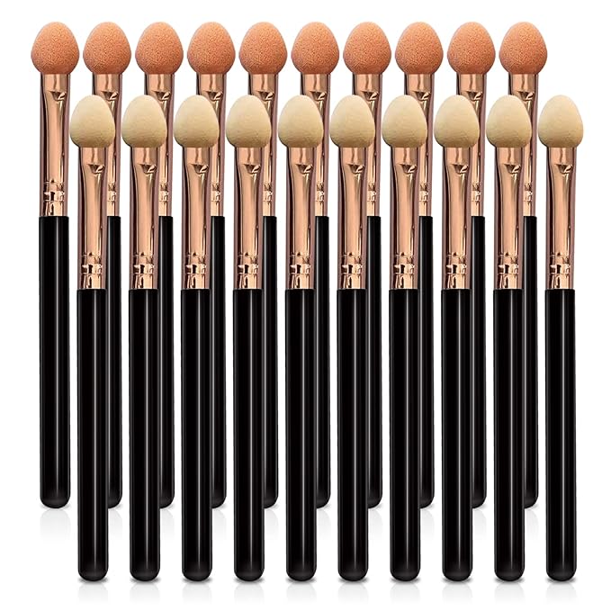 UorPoto Eyeshadow Applicators Double Sided Sponge Tip Foam Reusable，20Pcs Professional Organic Long Handle Washable Makeup Eye Shadow Brush Set