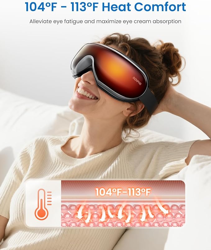 RENPHO Eye Massager with Heat, Eyeris 1 Heated Sleep Mask, Headache Massager for Migraine Relief Stye Eye Care Dry Eyes Relax Improve Sleep