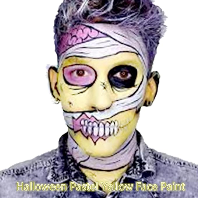 Go Ho Pastel Yellow Face Paint Stick(0.85oz),Water Based Cream Yellow Body Paint Washable with Cushion Applicator Spong Tip Easy-to-use,Halloween Cosplay SFX Minions Makeup