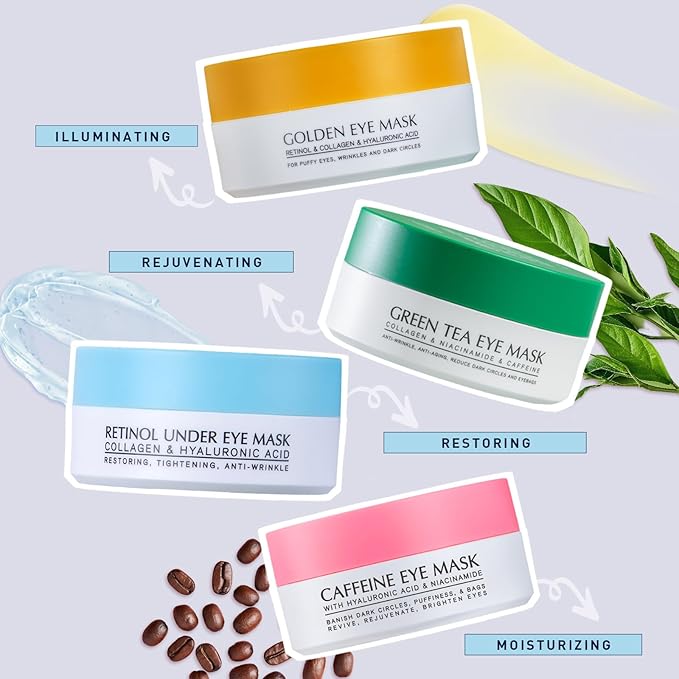 Enaskin Naturals Under Eye Patches for Dark Circles: 30 Pairs Retinol Collagen Eye Gels Mask - Reduce Wrinkles Puffy & Bags - Skin Treatment Pads - Anti Aging Moisturizer For Women (Blue)