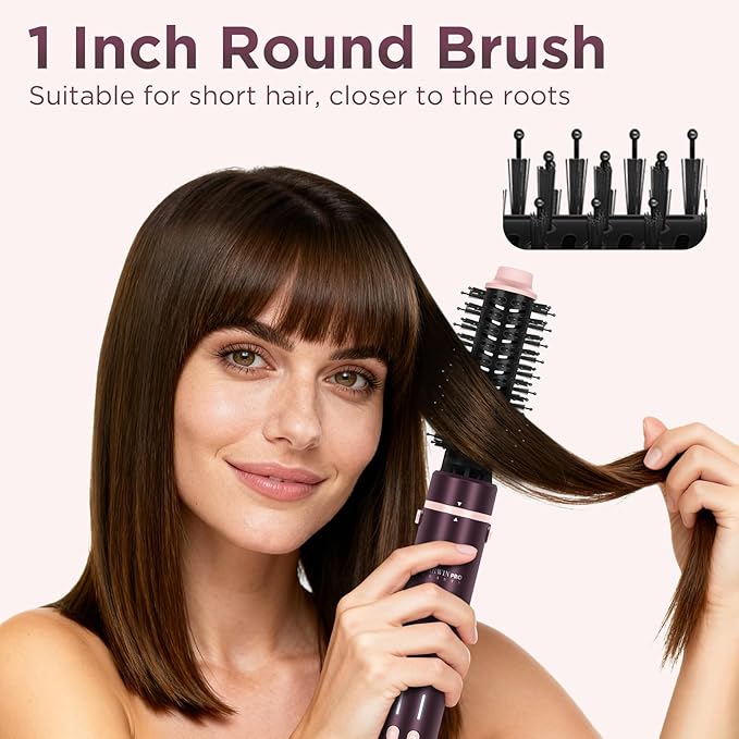 7-in-1 Hot Air Styler, PARWIN PRO BEAUTY Travel Dual Voltage MaxAIR 2.0 Multi-Styler Set, 110,000RPM High Speed Hair Dryer Brush with Air Hair Straightener, 1.1 Inch Auto-Wrap Curlers, Jasper Plum
