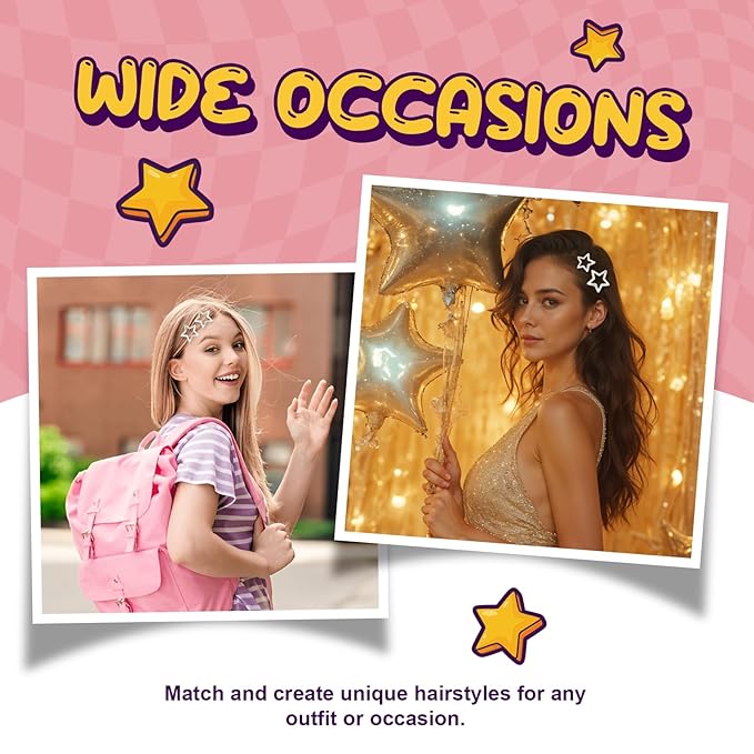 Gold Star Hair Clips, 1.22" and 1.61" Accessories for Girls Women, Metal Barrettes Little Stars Snap Clips Non Slip for Thick Thin Hair 40pcs (Matte Champagne)