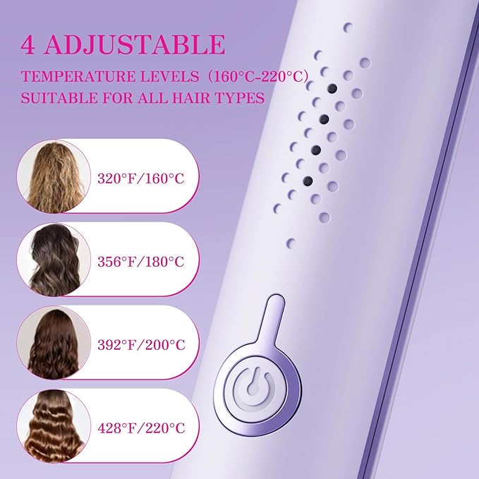Waver Curling Iron Hair Crimper 1.25 Inch Crimper Hairs Tool with Ceramic 3 Barrel Ionic Deep Hair Waver for Women Hairs Curler for Long & Short, Easy to Use, Dual Voltage, Anti-Scald (Purple)