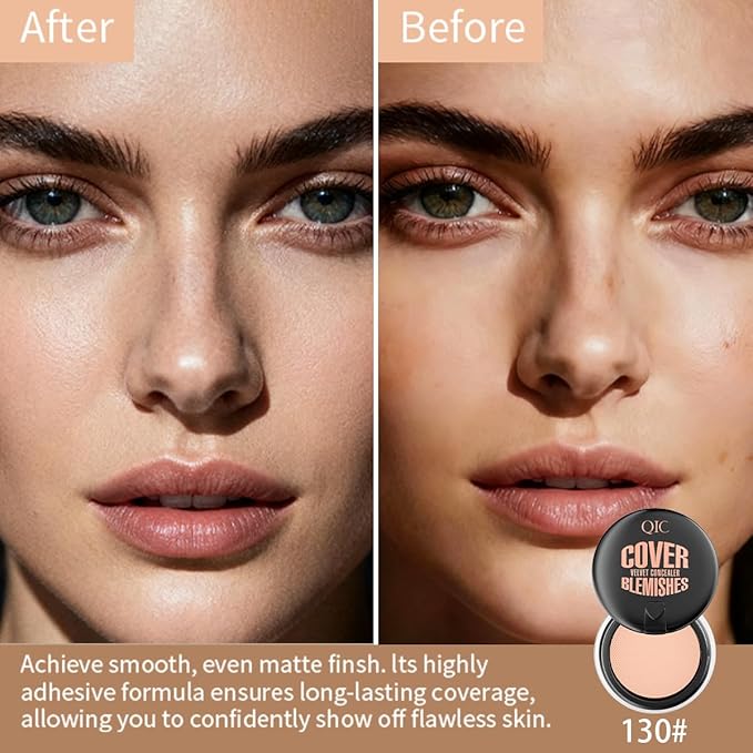 QIC Pot Concealer Full Coverage - Under Eye Concealer Waterproof to Cover Dark Circles, Blemishes, Redness and Spots Crease-Proof Color Corrector De Ojeras (Light Skin Tone,0.21 Oz)