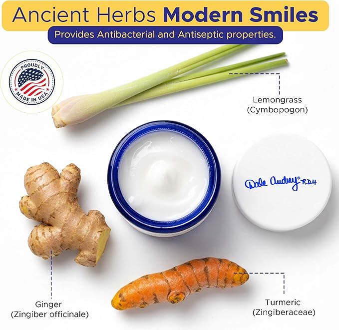 Dale Audrey Ayurvedic Mineralizing Tooth Paste, Organic Ginger Lemongrass Flavor for Teeth Whitening and Fresh Breath, Enamel Repair Vegan Toothpaste | Natural Toothpaste Fluoride Free-3.25 Oz