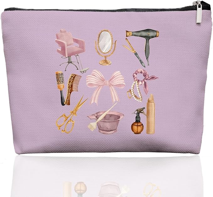 EKGJW Lavender Hairstylist Makeup Bag for Women,Hairdresser Travel Organizer Bag, Aesthetic Salon Accessory Pouch, Gifts for Teen Girls 7.5 x 10 in