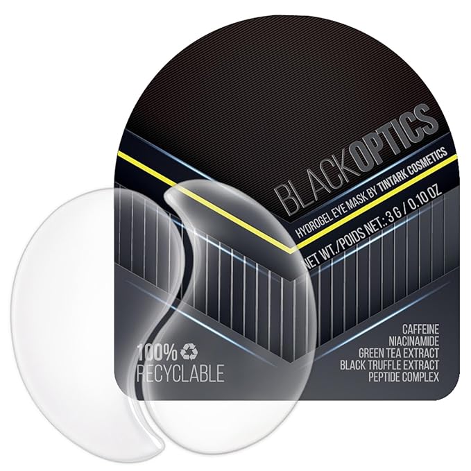 Tintark Black Optics Hydrogel Eye Patches 28 Pairs, 5-Min Revitalizing Eye Masks with Caffeine Peptides Black Truffle, Reduce Puffy Eyes Dark Circles & Wrinkles, Luxury Spa Gifts for Men & Women