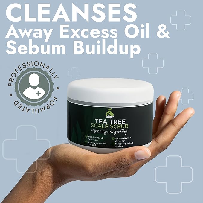 Tea Tree Scalp Scrub | Itchy & Dry Scalp Care with Tea Tree Oil, Quartz Powder & Sea Salt | Gently Exfoliates, Helps Reduce Flakes, Supports Healthy Hair Growth & Scalp Balance (pack of 2)