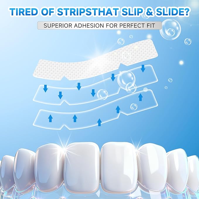 Teeth Whitening Strips for Sensitive, 28 Strips Whitener Safe Whitestrip, Deep Stains Removal Tooth Whitening, Enamel Safe Non-Slip Dry Strip Technology for Whiter Teeth, Mint