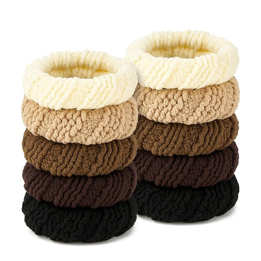 10 Pcs No Damage Hair Ties Thick Hair Elastic Rubber Bands Hair Accessories Scrunchies Seamless for Women