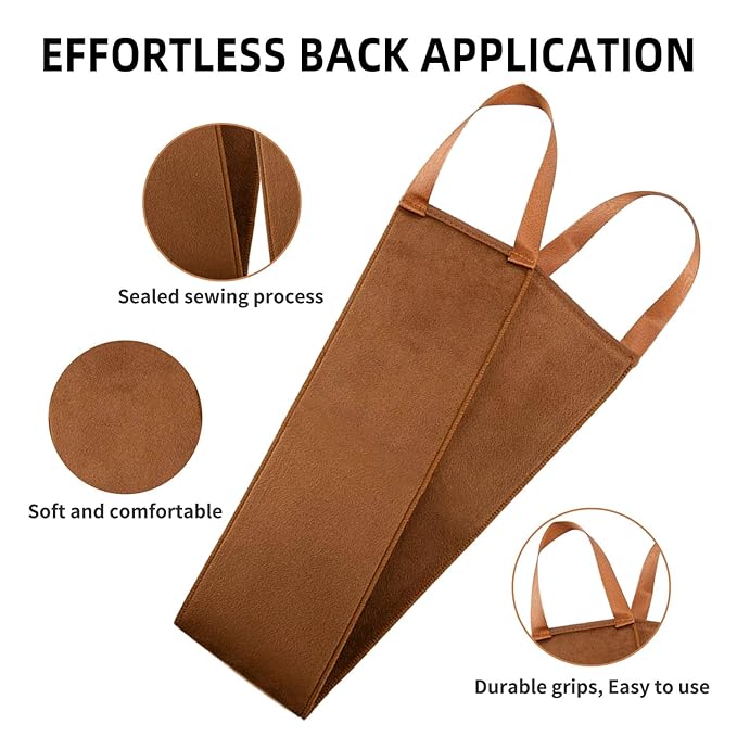 Premium Self-Tanning Kit – 4-Piece Professional Tan Applicator Set with 2 Mitts, Back Strap & Kabuki Brush | Streak-Free Fake Tan Mitt for Body & Face | Vegan Leather, Waterproof