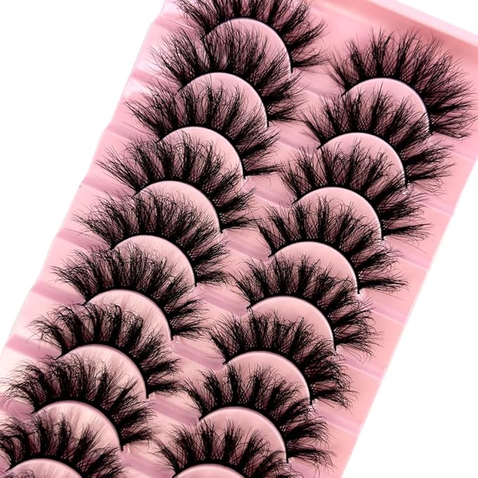 HBZGTLAD Soft Mink Eyelashes 3D Curl Winged End Eye Elongated Fake Lashes Thick Handmade Natural False Eyelash Messy Cross Lash Wholesale (WF77#)