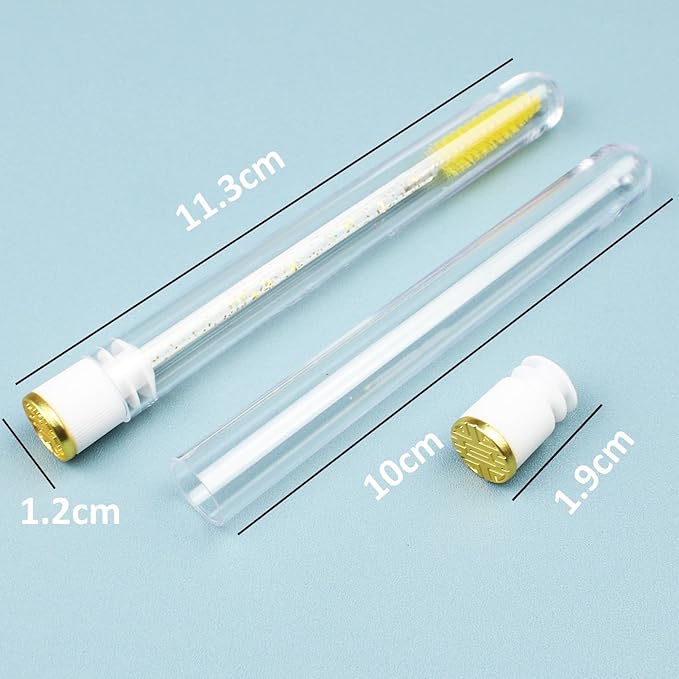 20pcs Mascara Wands Tube Reusable Lash Spoolies Gold Plate Tube Eyelash Brush Tubes Spoolies Lash Extension Brushes Applicators Makeup Tools (Gold Plate-MlX)