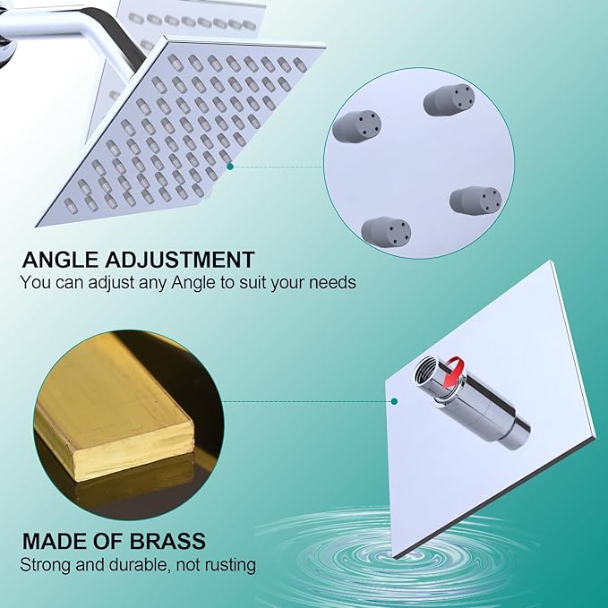 HOMEDEC Dual Shower Heads Shower System with Rain Shower and Handheld, 6pcs Body Jets with 15.7x31.5" Rainfall and 6" Shower Heads, Chrome