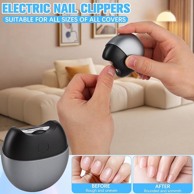 2026 Upgraded 3-in-1 Electric Nail Clipper & Polisher, Automatic Nail Trimmer with Light and Nail Scraps Storage, 2-Speed, USB Rechargeable, Safe for Seniors Adults (White)