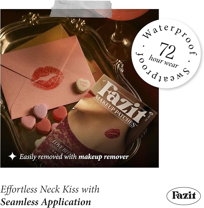 Fazit Makeup Patches - Love Bite - Glow Up Make-Up Patches - Cute Glitter Makeup Accessories for Women - Cosmetic Glitter for Face