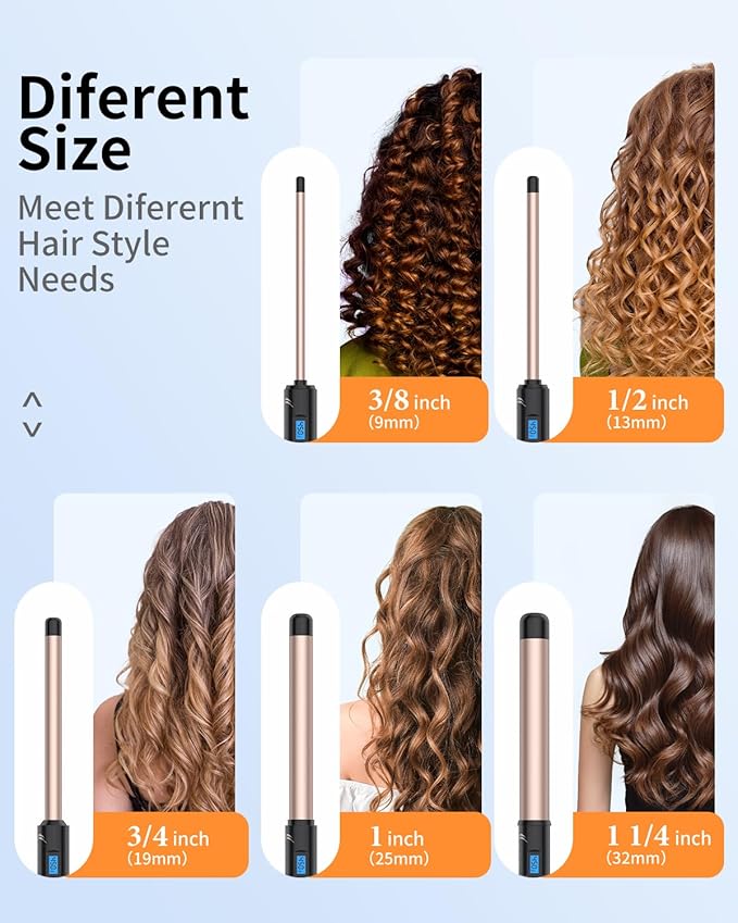 1 Inch Curling Wand Long Barrel, Dual Voltage Hair Curling Iron Wand Ceramic for Long Hair,10 Adjustable Temp
