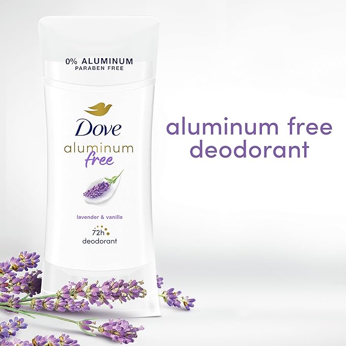Dove 0% Aluminum Deodorant Stick Non irritating for Underarm Care Lavender and Vanilla Kindest Aluminum free 2.6 oz