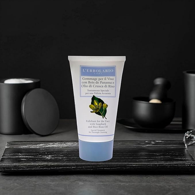 L'Erbolario Soapbark And Rice Bran Oil Exfoliant - With Smoothing Microgranules - Removes All Impurities And Dead Skin Cells - Refines Skin Texture - Leaves Face Soft And Velvety - 2.5 Oz Cleanser