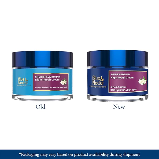 Blue Nectar Kumkumadi Night Cream Face Moisturizer for Women with Natural Almond & Saffron | Hydrating Moisturizer Face Cream for Night Time (16 Herbs, 1.7 Oz)