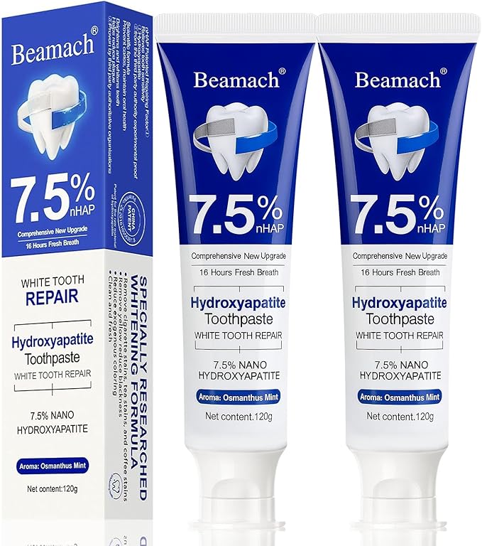 Hydroxyapatite Toothpaste - Fluoride-Free Nano Hydroxyapatite Toothpaste 7.5 | Enamel Repair | Breath Freshening | Mild Mint | Appropriate for Sensitive Teeth 4.23oz (2)