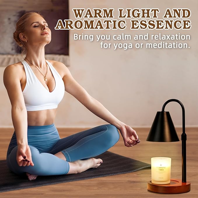 Candle Warmer Lamp With Timer Dimmable, Valentines Day Birthday Gifts for Women Mom, Adiustable Height Modern Candle Warmer Black Candle Lamp for Jar Candle, Home Decor Vintage Wax Warmer with 2 Bulbs