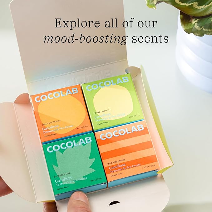 Cocofloss Woven Dental Floss, Dentist-Designed Oral Care, Mint, Waxed, Expanding, Vegan, Kid-Friendly String Floss with Coconut Oil, 3 Spools (33 yd Each)