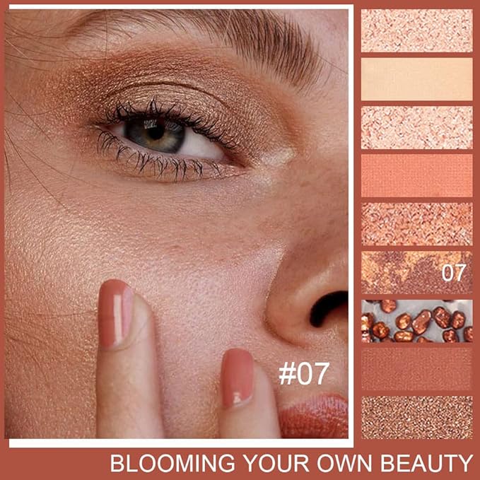 AMY'S DIARY Dark Brown EyeShadow Palette, Copper Eyeshadow glitter brown matte Shimmer Makeup,Hazel Eyes Eyeshadow Palette,smokey eye eyeshadow palette waterproof Long Lasting