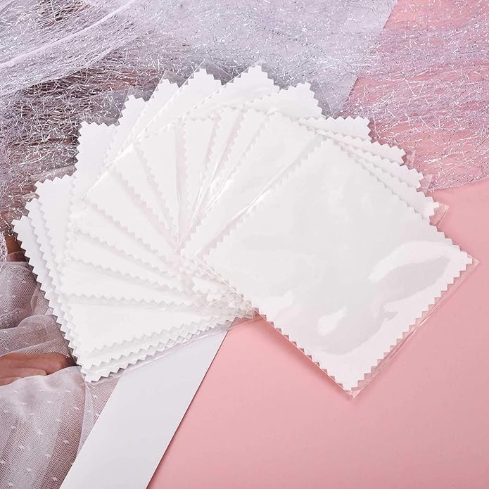 SEVENWELL 50pcs Jewelry Cleaning Cloth Pink Polishing Cloth for Sterling Silver Gold Platinum Small Polish Cloth 8x8cm