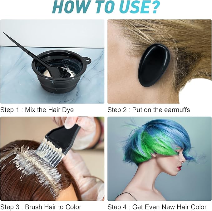 Xarchy 10 Pc Hair Bleach Kit - Hair Coloring Products With Dye Brush, Color Bowl, Earmuffs, Clip for Salon Bleaching & Highlighting