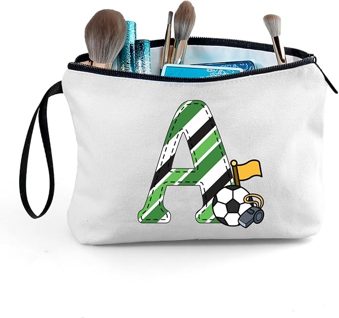ARIOSEY Soccer Gifts Personalized Soccer Ball Cosmetic Bag for Purse Birthday Inspirational Gifts for Girls Women Team Coach Mom Stuff Travel Organizer,Christmas-A