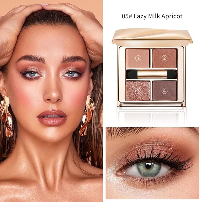 Warm Peach Brown Nude Eyeshadow Palette, Matte&Shimmer Eye Makeup for Natural Daily Looks and Soft Smokey Definition, Enhances Brown Hazel and Green Eyes with High-Pigment Blendable Long-Wear Formula