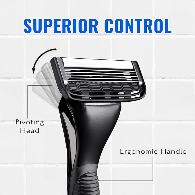 Jeremy’s Razors for Men, Precision 5 Shaving Kit, 4 Razor Cartridges, Shave Cream 6oz with Aloe + Cocoa Butter, Post Shave Balm 3.4oz, Ergonomic Grip Handle, Travel Bag, 8 Piece Set