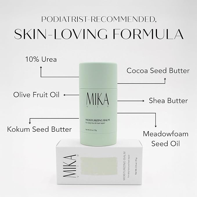 Urea Foot Balm Stick for Cracked Heel Treatment - 2.5oz Cracked Heel Balm Stick & Foot Moisturizer for Dry Cracked Feet - Softens & Exfoliates Skin - Paraben & Phthalate Free