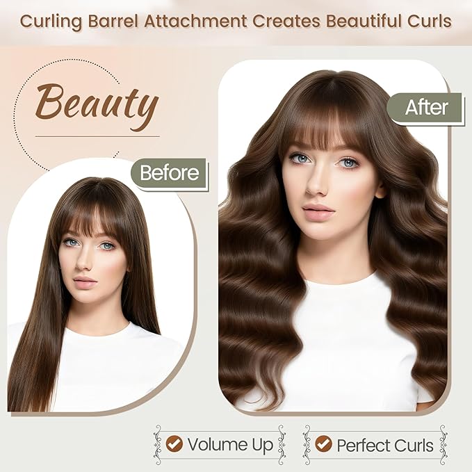 1.6in Long Hair Curling Barrel Attachment for Shark FlexStyle, Auto-Wrap Curling Iron Curlers to Create Natural Classic and Textured Waves Loose Curls Waves