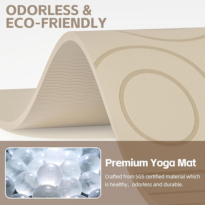 Large Yoga Mat, 72" x 36" x 2/5"（10MM） Thick Non-Slip Exercise Mat, SGS-Certified POE Material, Ideal for Home Gym, Yoga, Pilates, Fitness Workouts & Floor Mat